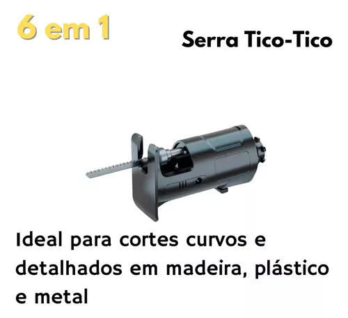 Kit 6 Em 1 Furadeira Parafusadeira Motoserra Multifuncional