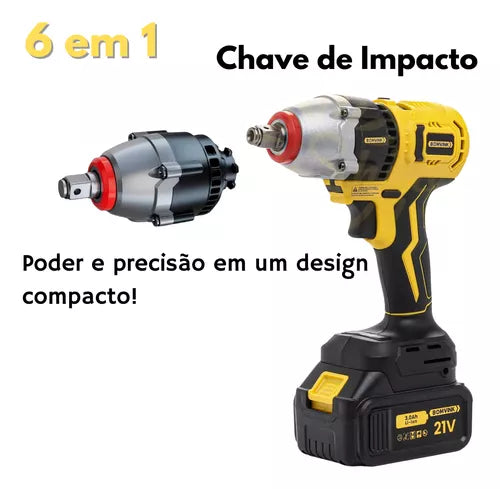 Kit 6 Em 1 Furadeira Parafusadeira Motoserra Multifuncional