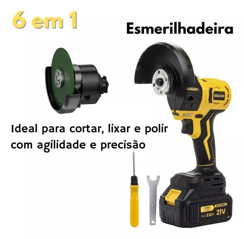 Kit 6 Em 1 Furadeira Parafusadeira Motoserra Multifuncional