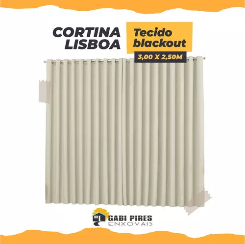 Cortina Blackout Em Tecido Grosso Tamanho 300 X 250m Cor Palha