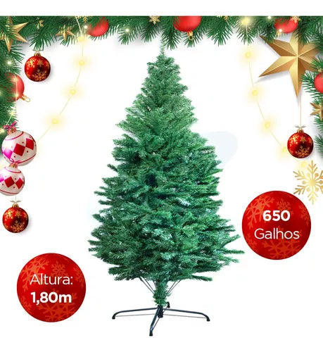 Árvore De Natal Premium 1,80m Luxo Cheia Grande 650 Galhos