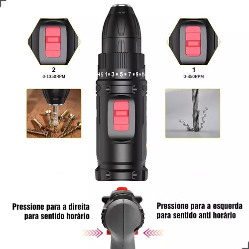 Parafusadeira Furadeira 12v Litio Bivolt Titanium C/ Maleta